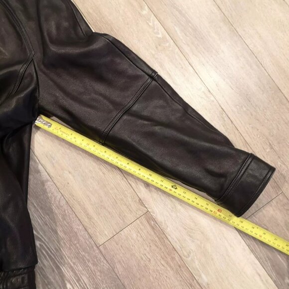 Vintage Y2K Calvin Klein Buttery Black Soft Leather Bomber Jacket Coat 90s XL - Picture 15 of 16
